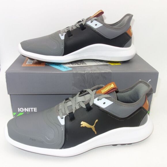 NEW PUMA IGNITE FASTEN8 Spikeless Golf Shoes Men\'s 7 Black Gray Gold main image 8